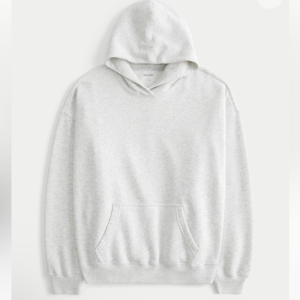 HOLLISTER “FEEL GOOD FLEECE OVERSIZED COZY HOODIE” light heather grey, medium